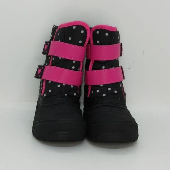Wonder Nation Toddler Girls Pre-owned Blk/Pink Faux Fur Lined Snow Boots- sz. 7T - Picture 2 of 6